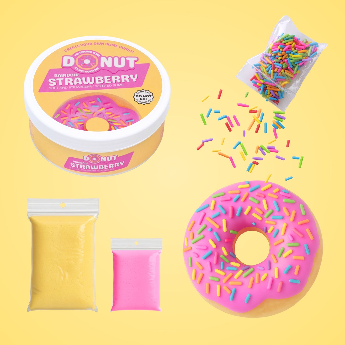 Rainbow strawberry donut slime kit